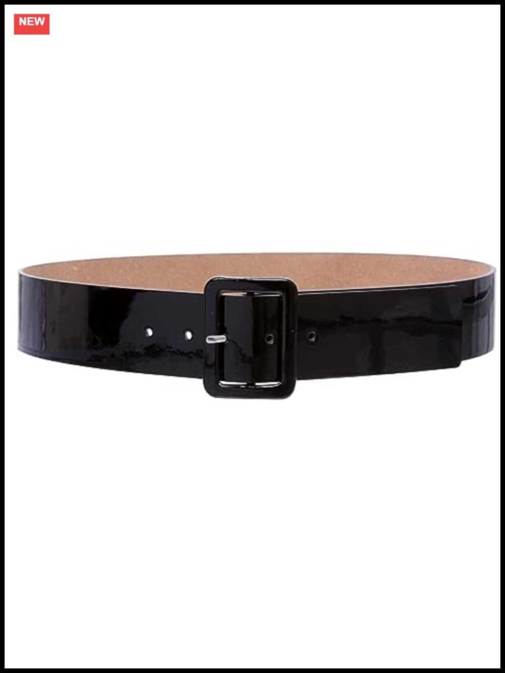 Women's Wide High Waist Patent Leather Belt with Square Buckle 2 Inch
